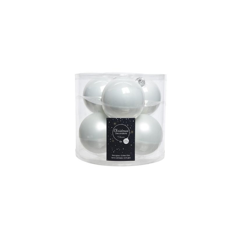 Palline di Natale da Appendere in Vetro 8 cm Bianco. Set di 6 AmagicTree.com