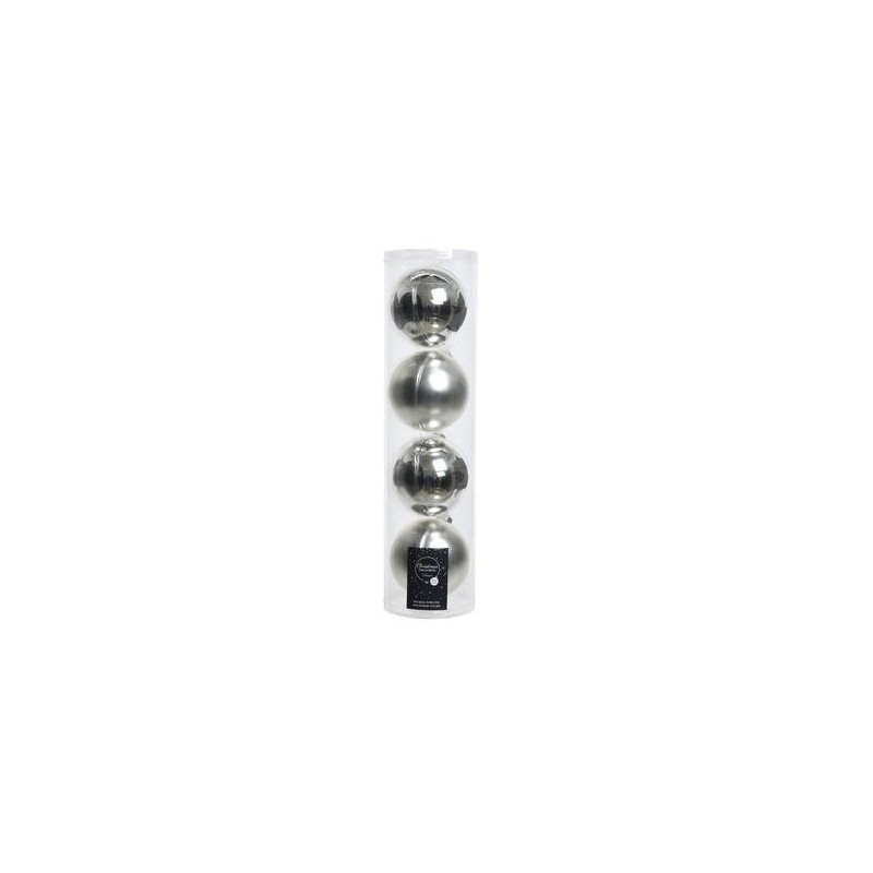 Palline di Natale da Appendere in Vetro 10 cm Argento. Set di 4 AmagicTree.com