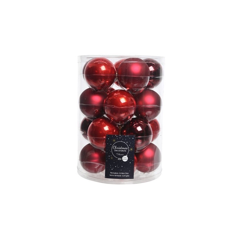 Palline di Natale da Appendere in Vetro 6 cm Rosso. Set di 20 AmagicTree.com