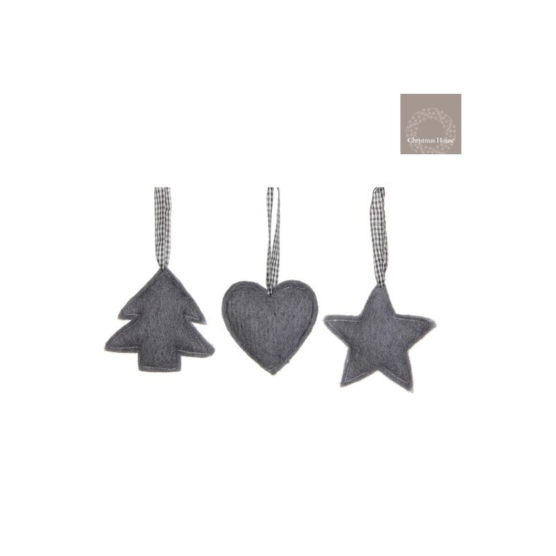 Cuore Stella Albero Grey. Pezzo Singolo AmagicTree.com