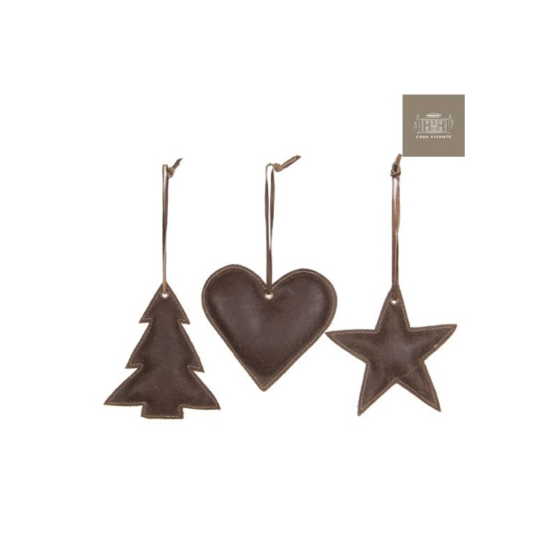 Cuore Stella Albero In Cuoio Cioccolato. Pezzo Singolo AmagicTree.com