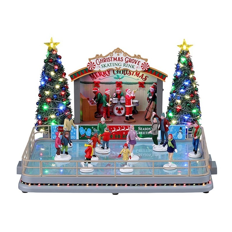 Lemax 14870 Christmas Grove Skating Rink with adaptor AmagicTree.com