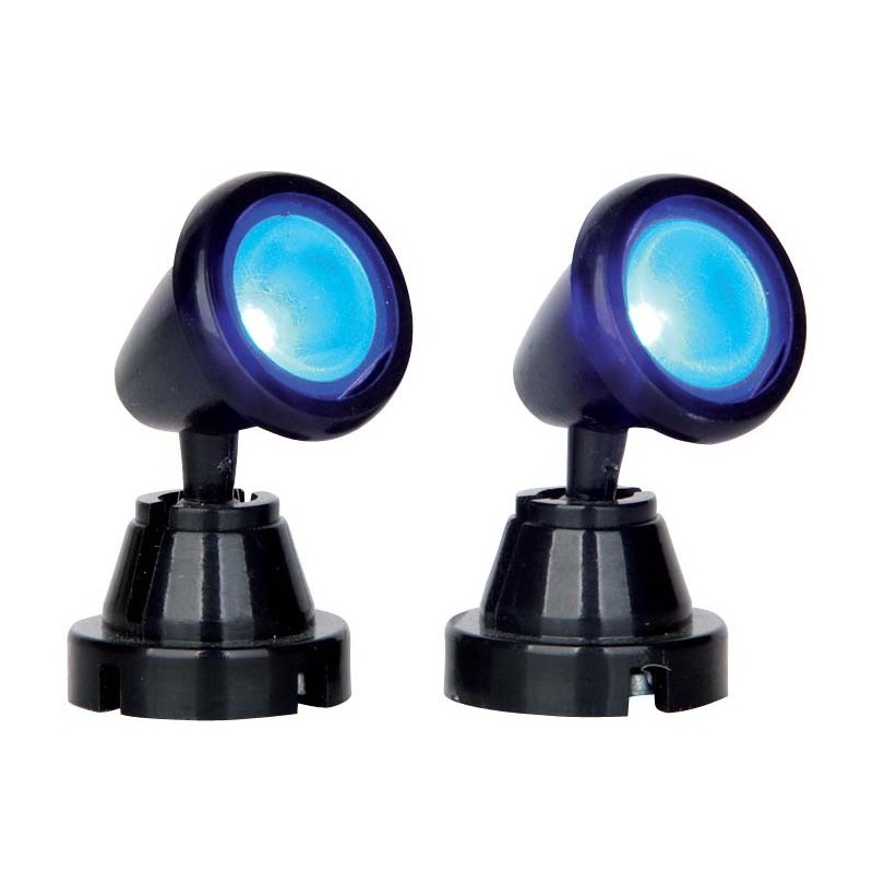 Lemax 54945 Round Spot Light Blue Set of 2 AmagicTree.com