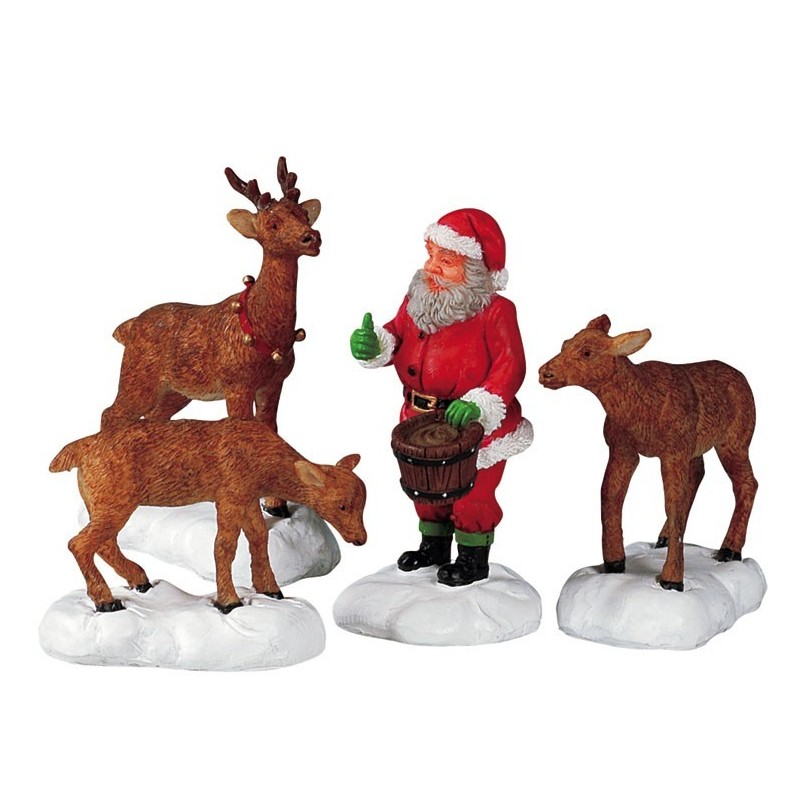 Lemax 52146 Santa Feeds Reindeer Set of 4 AmagicTree.com