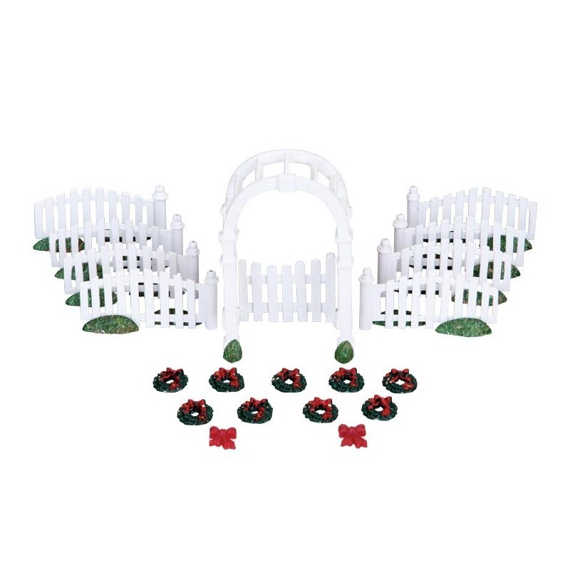 Lemax 04233 Plastic Arbor & Picket Fences With Decorations Set of 20 AmagicTree.com