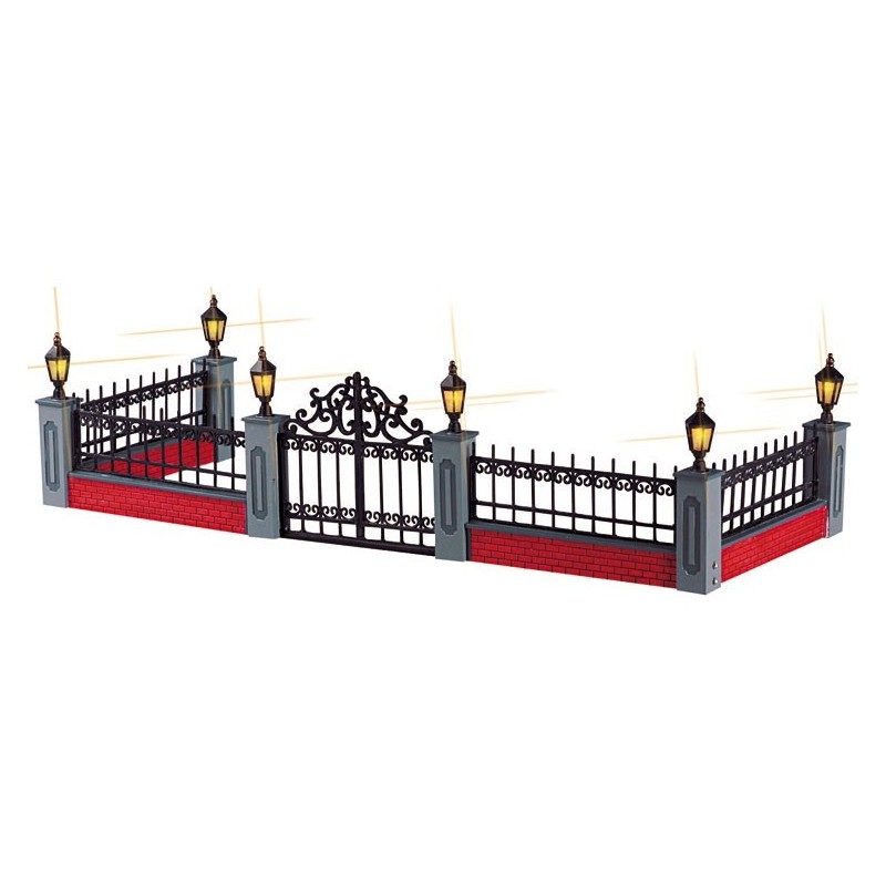 Lemax 54303 Lighted Wrought Iron Fence Set of 5 AmagicTree.com