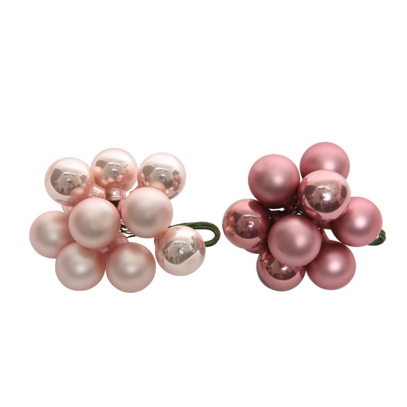 Grappolo 10 Palline di Natale Rosa 2 cm. Pezzo Singolo AmagicTree.com