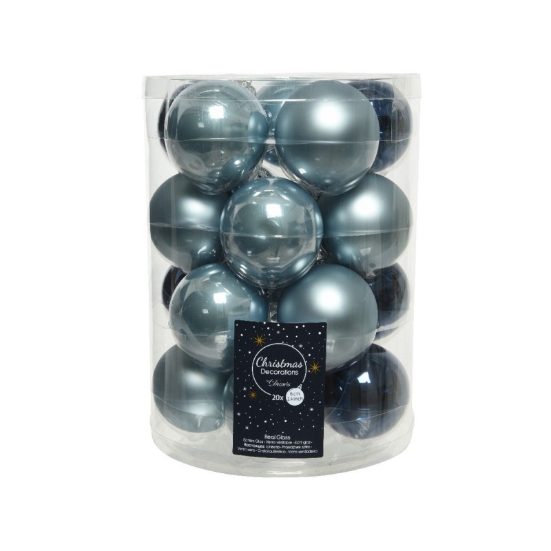 Palline di Natale in vetro da appendere 6 cm Blu. Set 20 AmagicTree.com