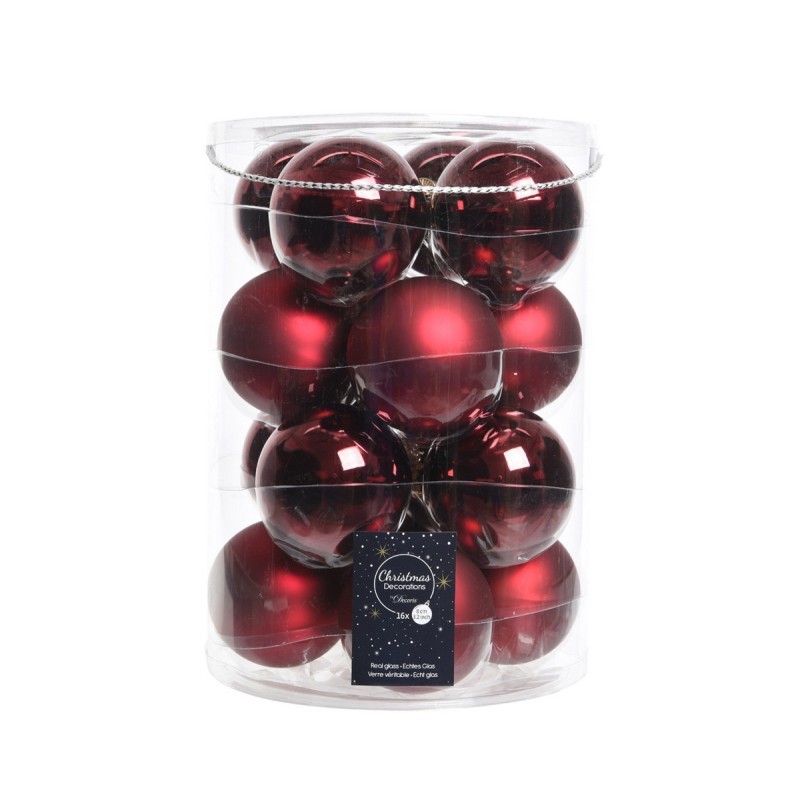 Palline di Natale in vetro da appendere 8 cm Rosso. Set 16 AmagicTree.com