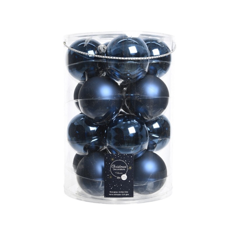 Palline di Natale in vetro da appendere 8 cm Blu. Set 16 AmagicTree.com