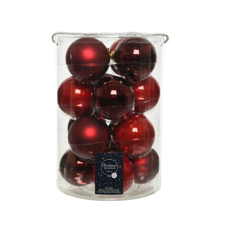 Palline di Natale in vetro da appendere 8 cm Rosso. Set 16 AmagicTree.com