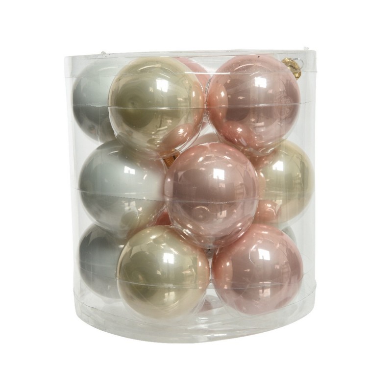 Palline di Natale in vetro da appendere 6 cm Rosa, Bianco e Perla. Set 15 AmagicTree.com