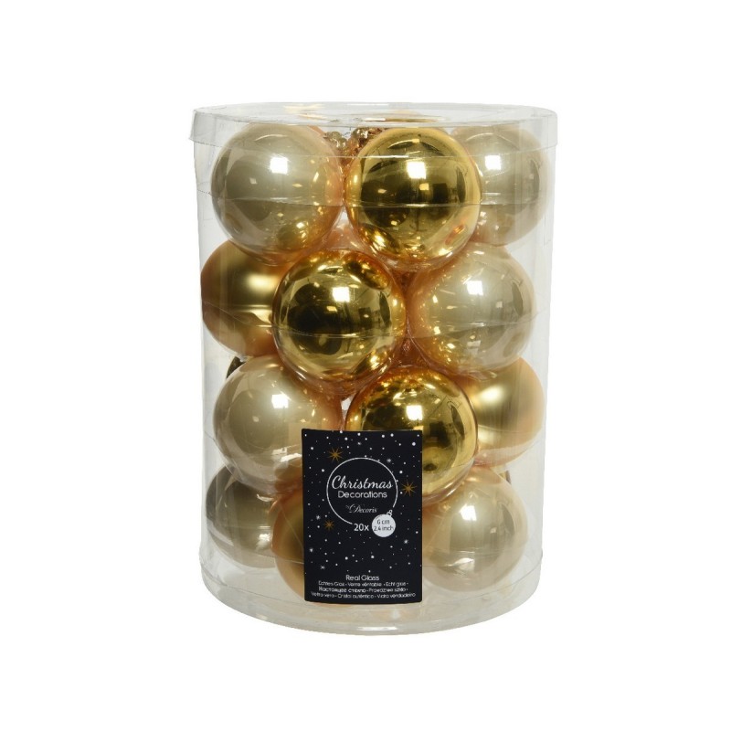 Palline di Natale in vetro da appendere 6 cm Oro e Perla. Set 20 AmagicTree.com