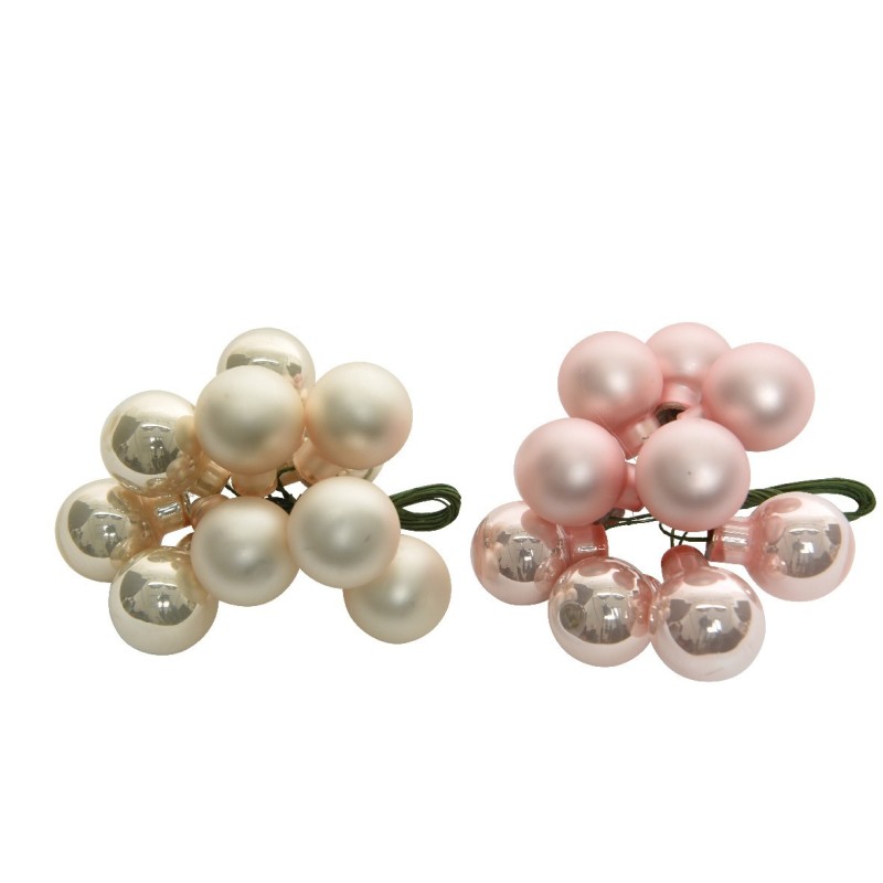 Grappolo 10 Palline di Natale Bianco O Rosa 2 cm. Pezzo Singolo AmagicTree.com