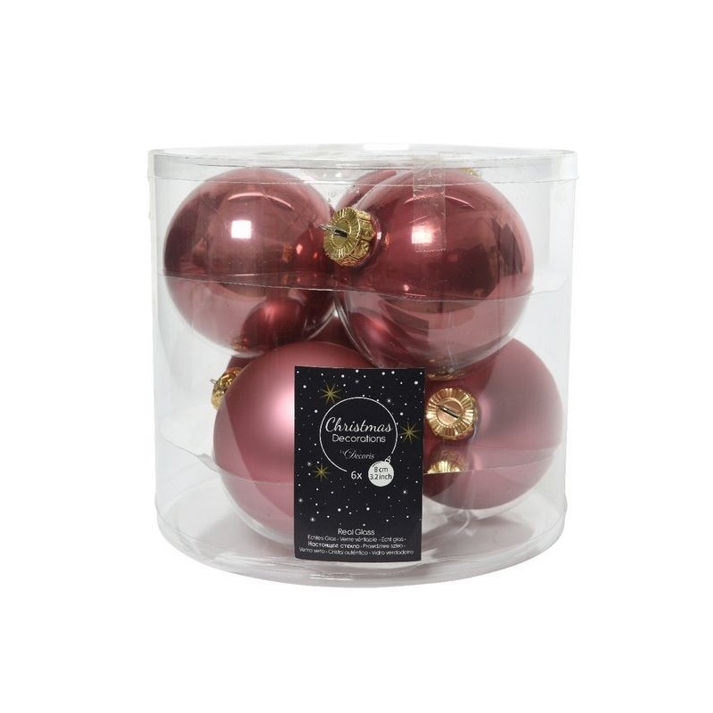 Palline in vetro da appendere Rosa Velvet dim 8 cm Box da 6 AmagicTree.com