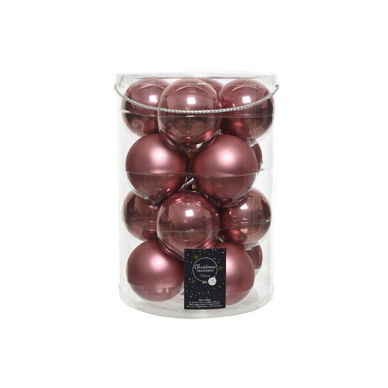 Palline in vetro da appendere Rosa Velvet dim 8 cm Box da 16 AmagicTree.com